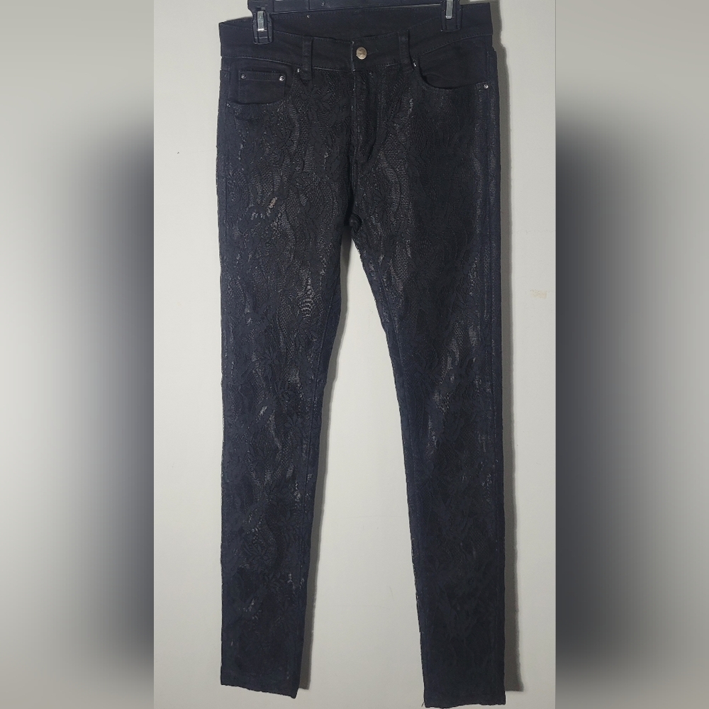 mnml Men's Laced Skinny Black Denim Jeans Size 30